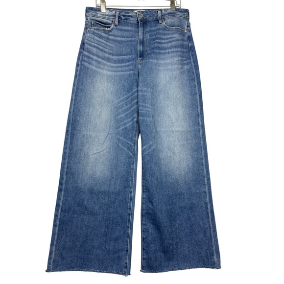 Paige Anessa 31” Wide Leg Raw Hem Jeans - Picture 3 of 9